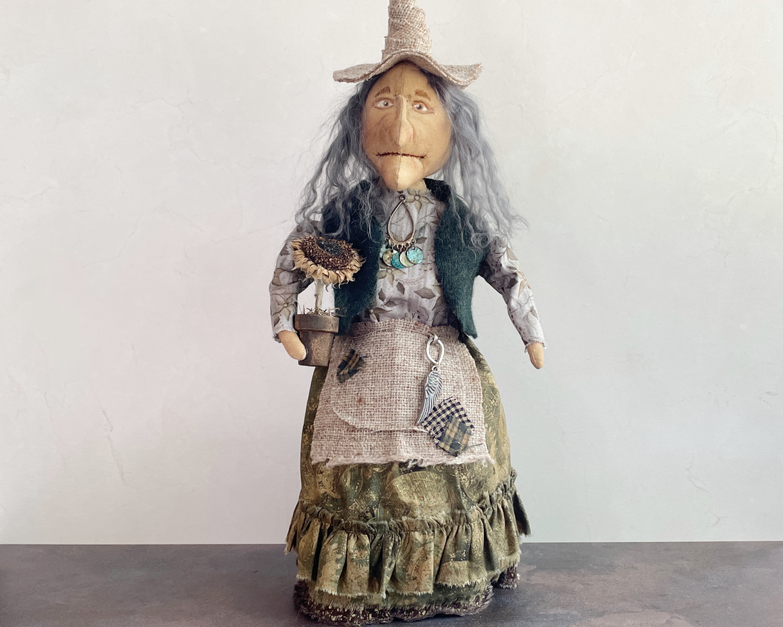 Handmade Halloween Hazel the Hedge Witch Art Doll 2