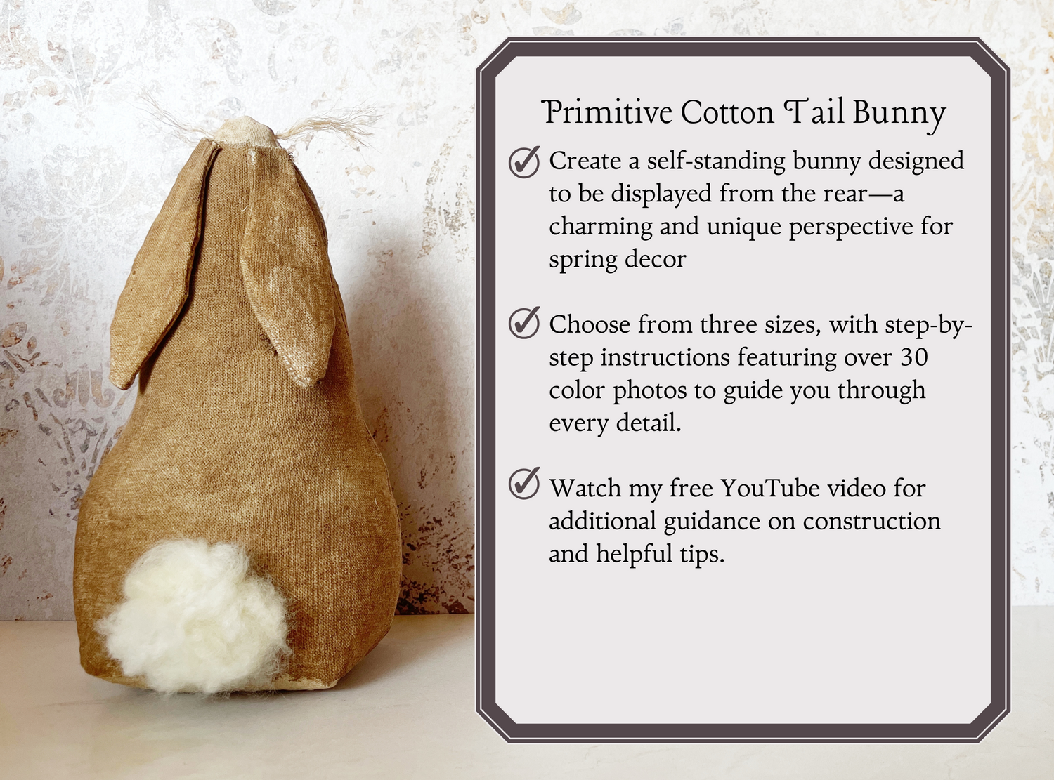 Primitive Cotton Tail Bunny Sewing Pattern