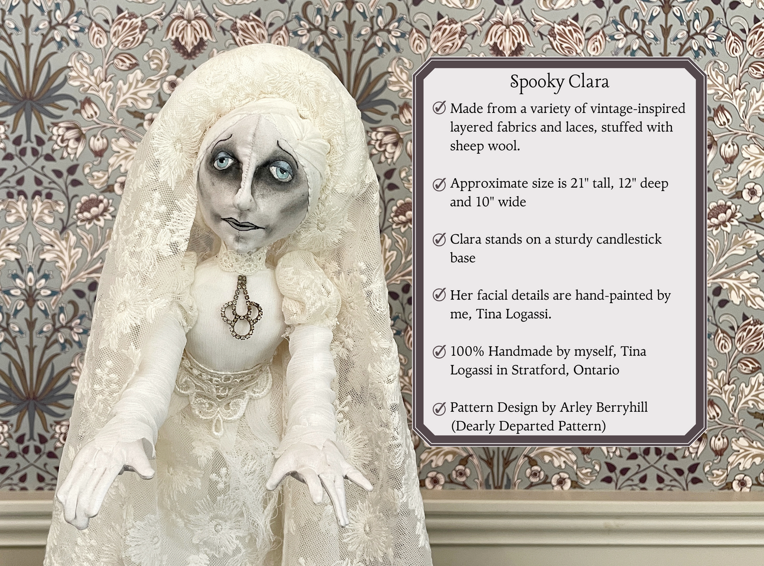 One of a Kind Handmade Halloween Ghost Doll Clara