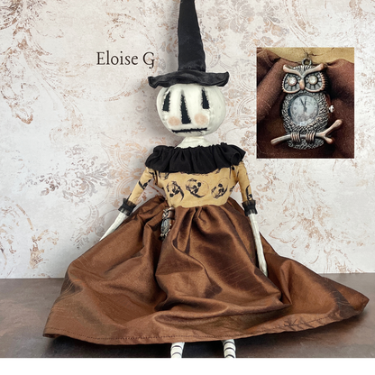Eloise, One of a Kind Handmade Halloween Ghost Pumpkin Doll
