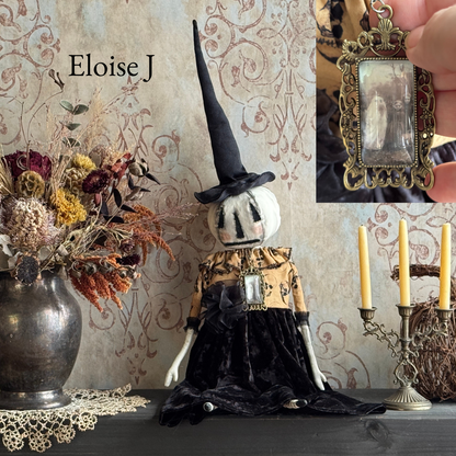 Eloise, One of a Kind Handmade Halloween Ghost Pumpkin Doll