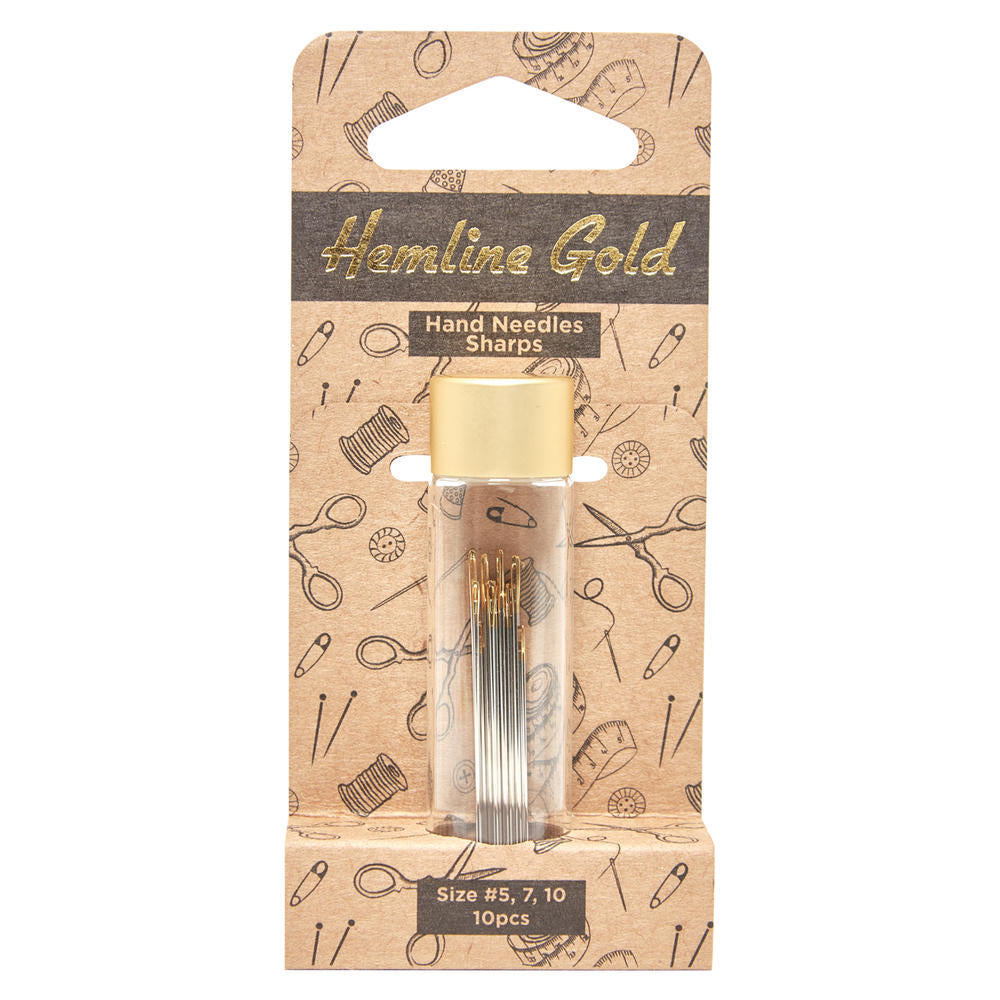 Assorted Sizes 5, 7 &amp; 10 | 10  Hand Sewing Needles | Hemline Gold