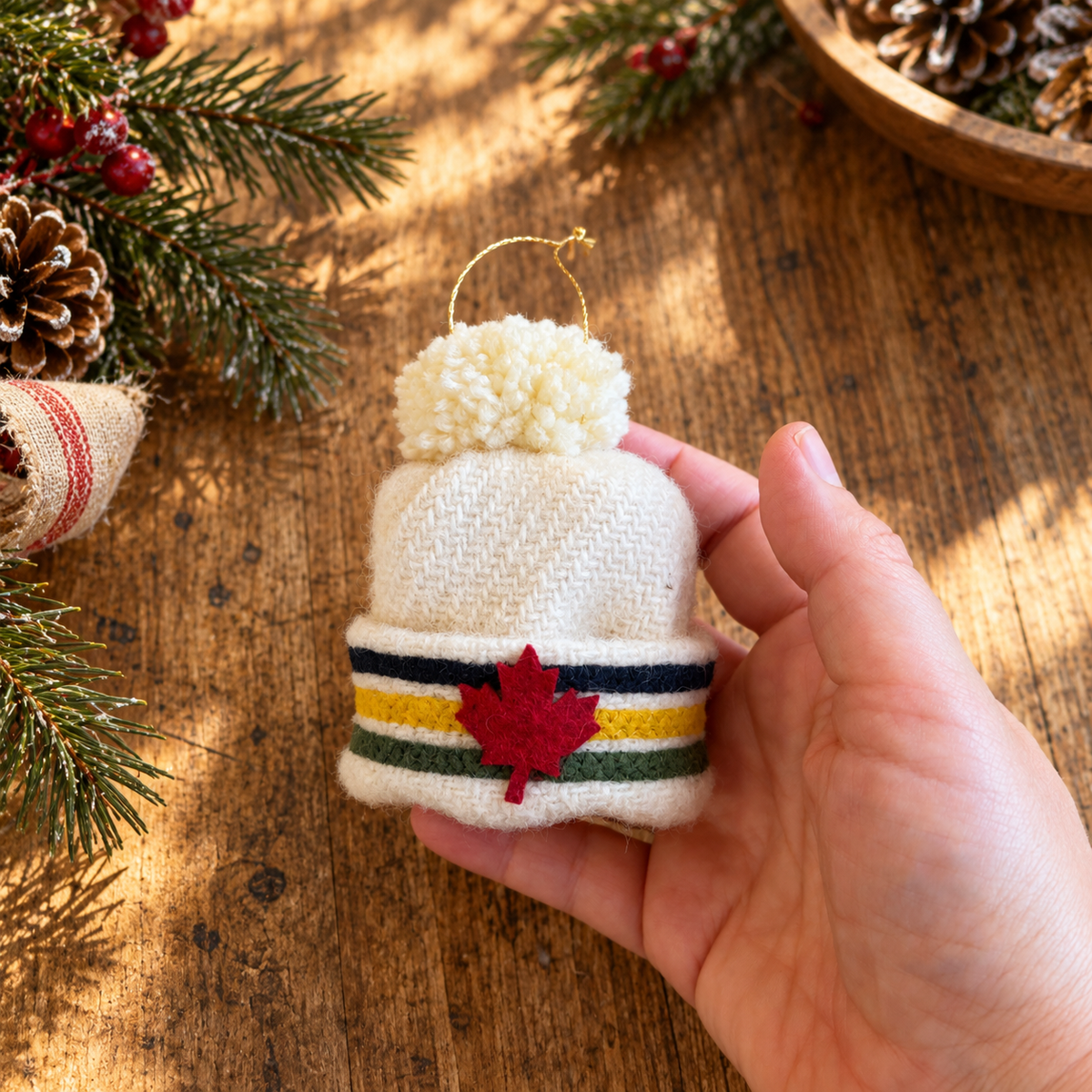 Handmade Canadian Heritage Series Northern Toque Ornament for the Christmas Tree