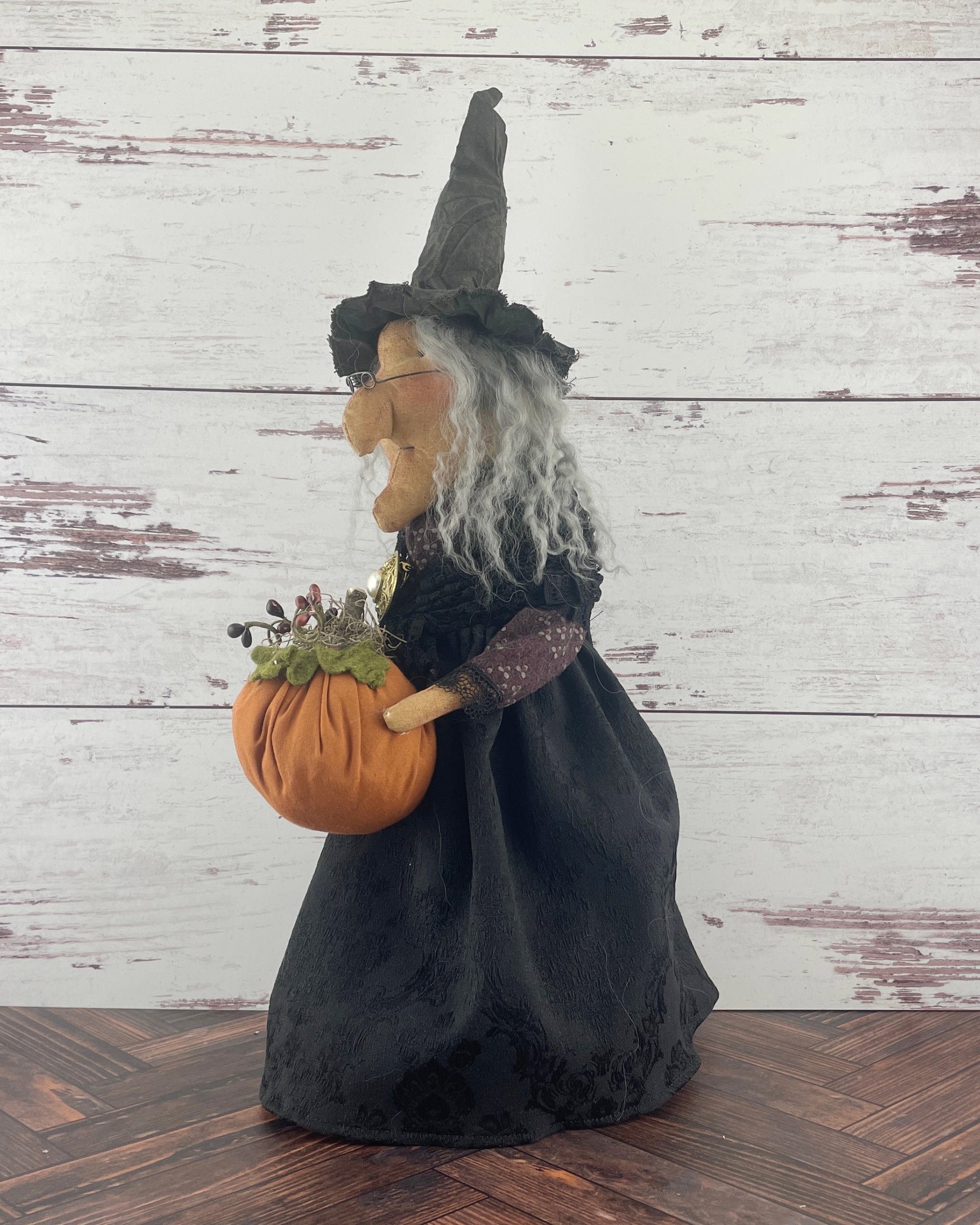 Handmade Halloween Harriet Witch Doll Fall Home Decor / Autumn Folk Art Handmade OOAK Fabric Doll / One of a Kind Handmade Witch