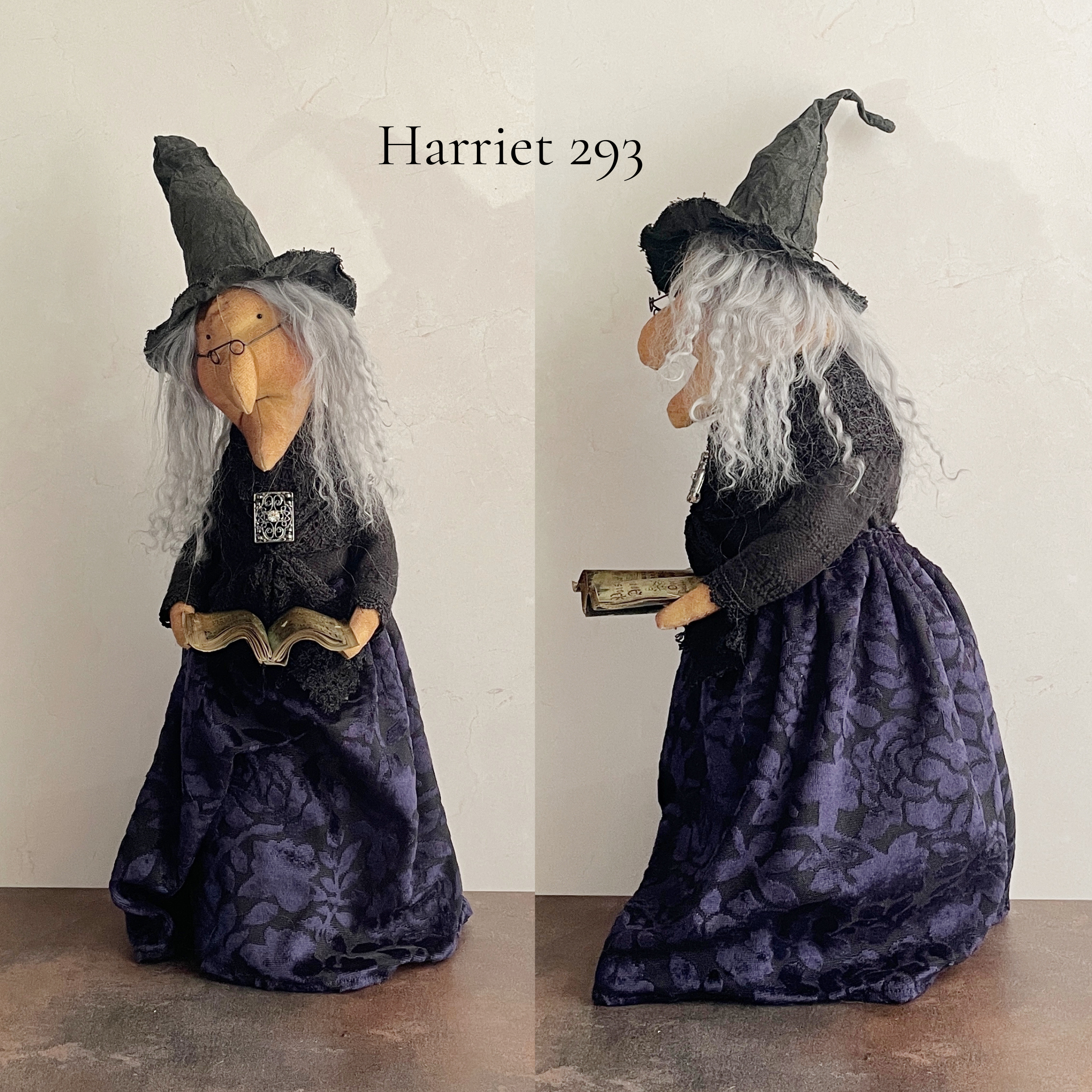 Handmade Halloween Harriet Witch Doll Fall Home Decor / Autumn Folk Art Handmade OOAK Fabric Doll / One of a Kind Handmade Witch