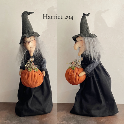 Handmade Halloween Harriet Witch Doll Fall Home Decor / Autumn Folk Art Handmade OOAK Fabric Doll / One of a Kind Handmade Witch