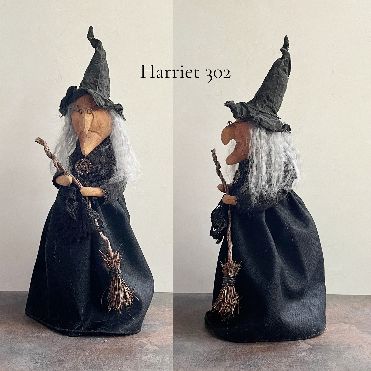 Handmade Halloween Harriet Witch Doll Fall Home Decor / Autumn Folk Art Handmade OOAK Fabric Doll / One of a Kind Handmade Witch