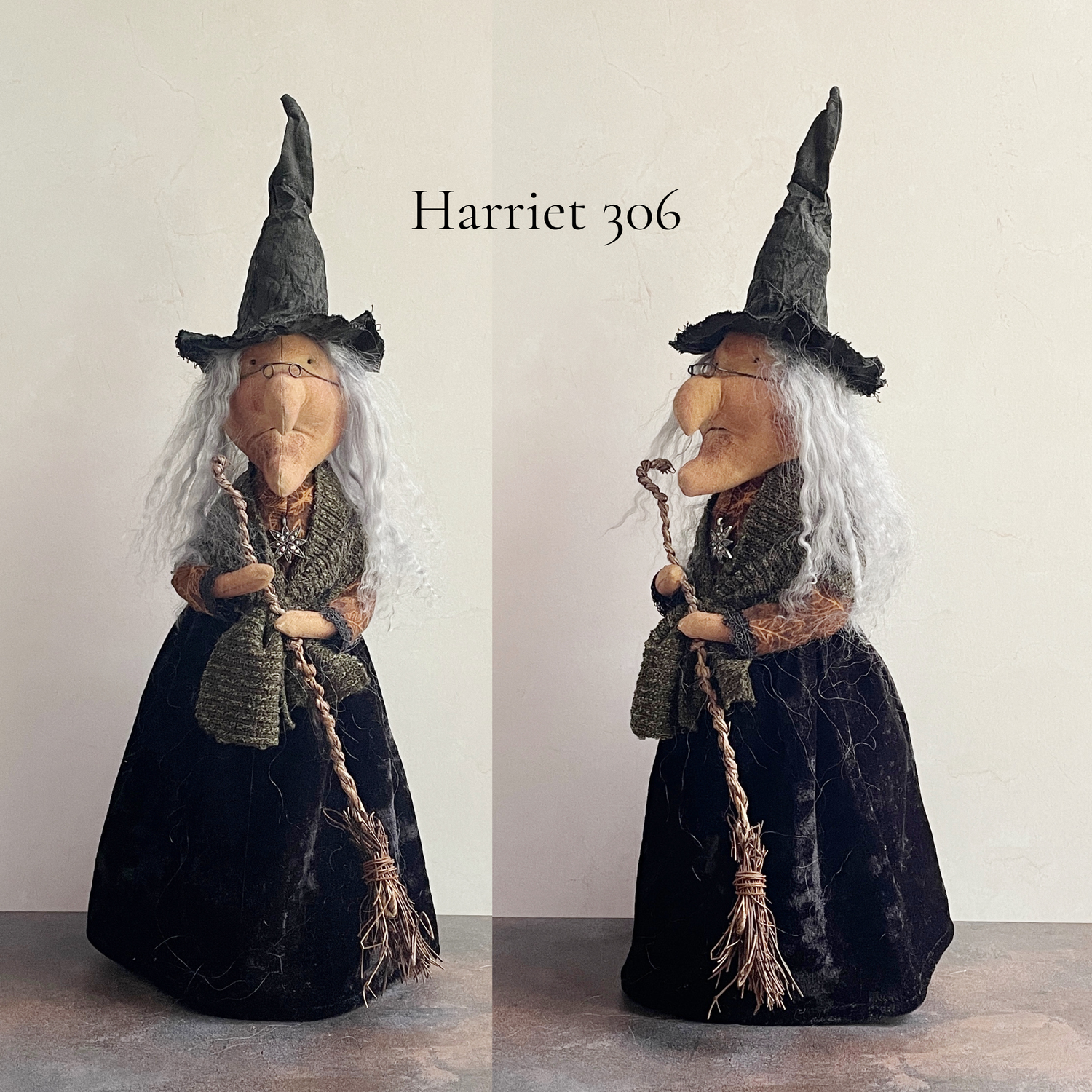 Handmade Halloween Harriet Witch Doll Fall Home Decor / Autumn Folk Art Handmade OOAK Fabric Doll / One of a Kind Handmade Witch