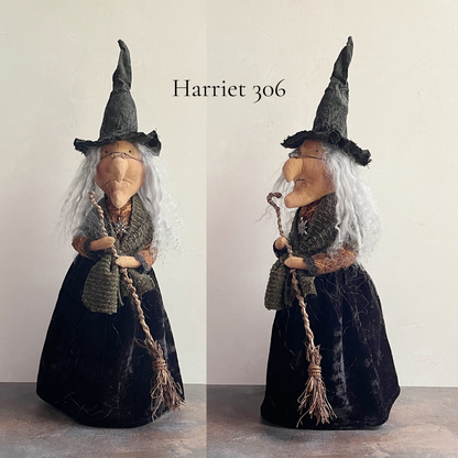 Handmade Halloween Harriet Witch Doll Fall Home Decor / Autumn Folk Art Handmade OOAK Fabric Doll / One of a Kind Handmade Witch