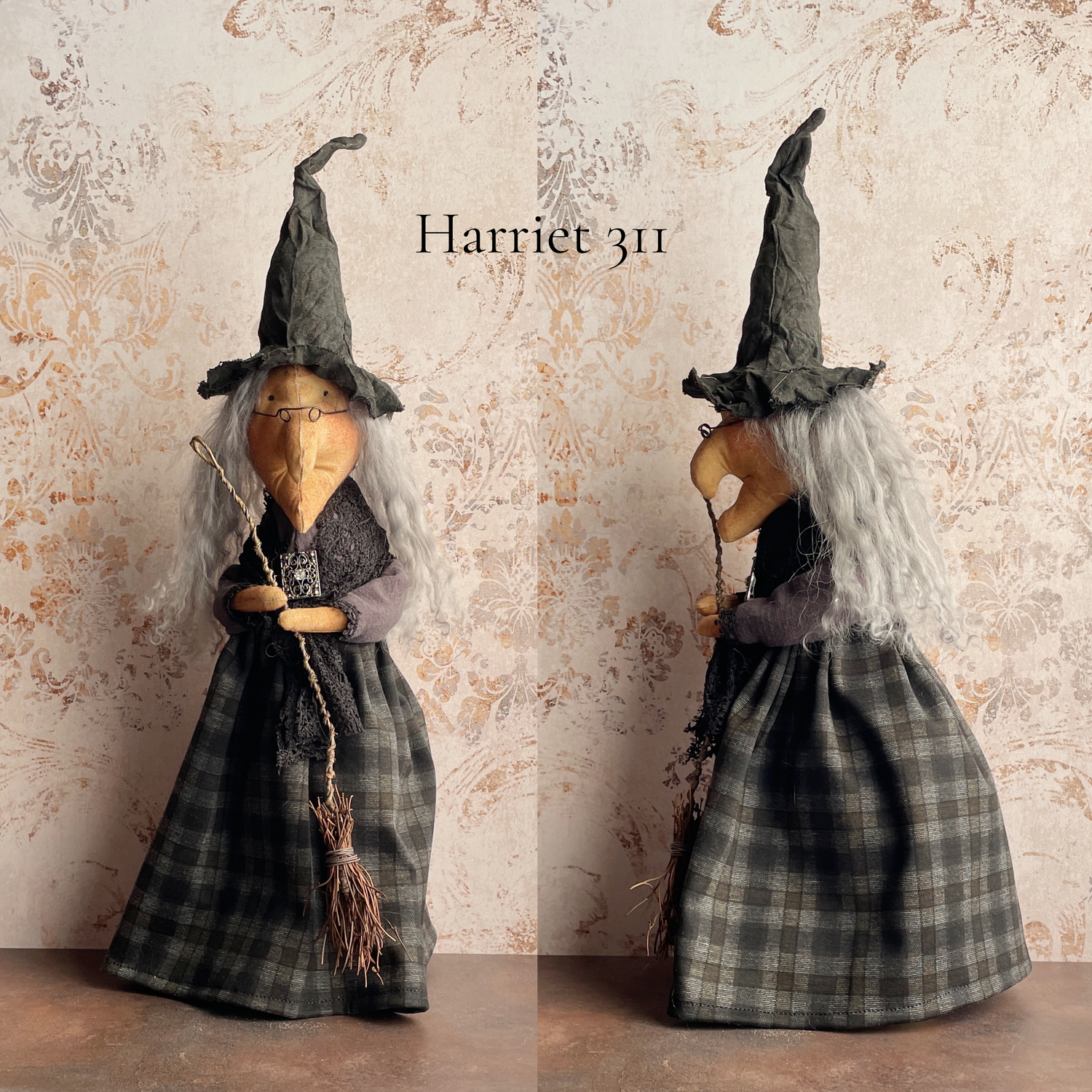 Handmade Halloween Harriet Witch Doll Fall Home Decor / Autumn Folk Art Handmade OOAK Fabric Doll / One of a Kind Handmade Witch