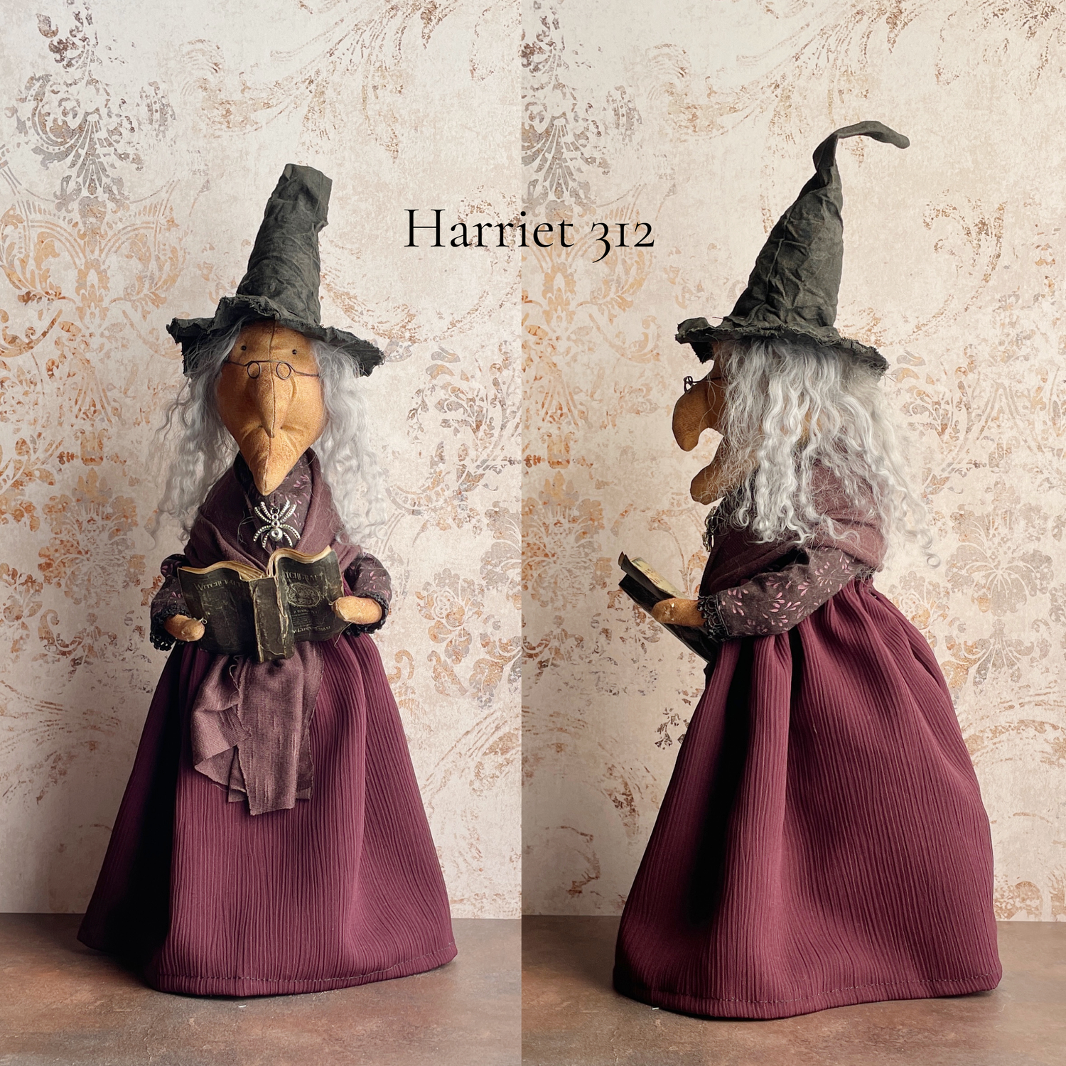 Handmade Halloween Harriet Witch Doll Fall Home Decor / Autumn Folk Art Handmade OOAK Fabric Doll / One of a Kind Handmade Witch