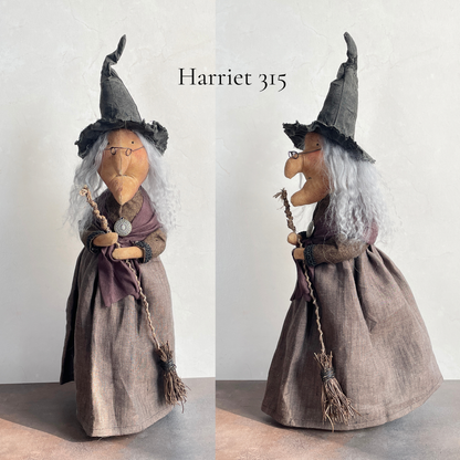 Handmade Halloween Harriet Witch Doll Fall Home Decor / Autumn Folk Art Handmade OOAK Fabric Doll / One of a Kind Handmade Witch