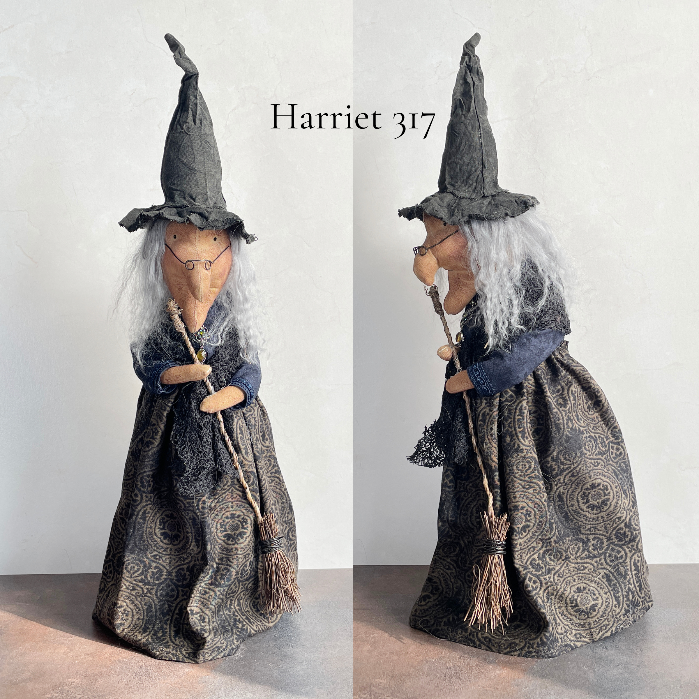 Handmade Halloween Harriet Witch Doll Fall Home Decor / Autumn Folk Art Handmade OOAK Fabric Doll / One of a Kind Handmade Witch