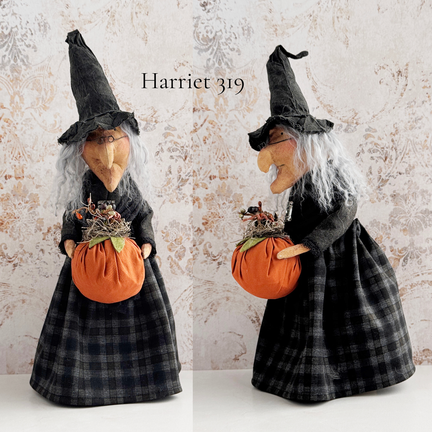 Handmade Halloween Harriet Witch Doll Fall Home Decor / Autumn Folk Art Handmade OOAK Fabric Doll / One of a Kind Handmade Witch