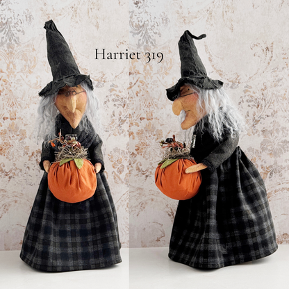 Handmade Halloween Harriet Witch Doll Fall Home Decor / Autumn Folk Art Handmade OOAK Fabric Doll / One of a Kind Handmade Witch