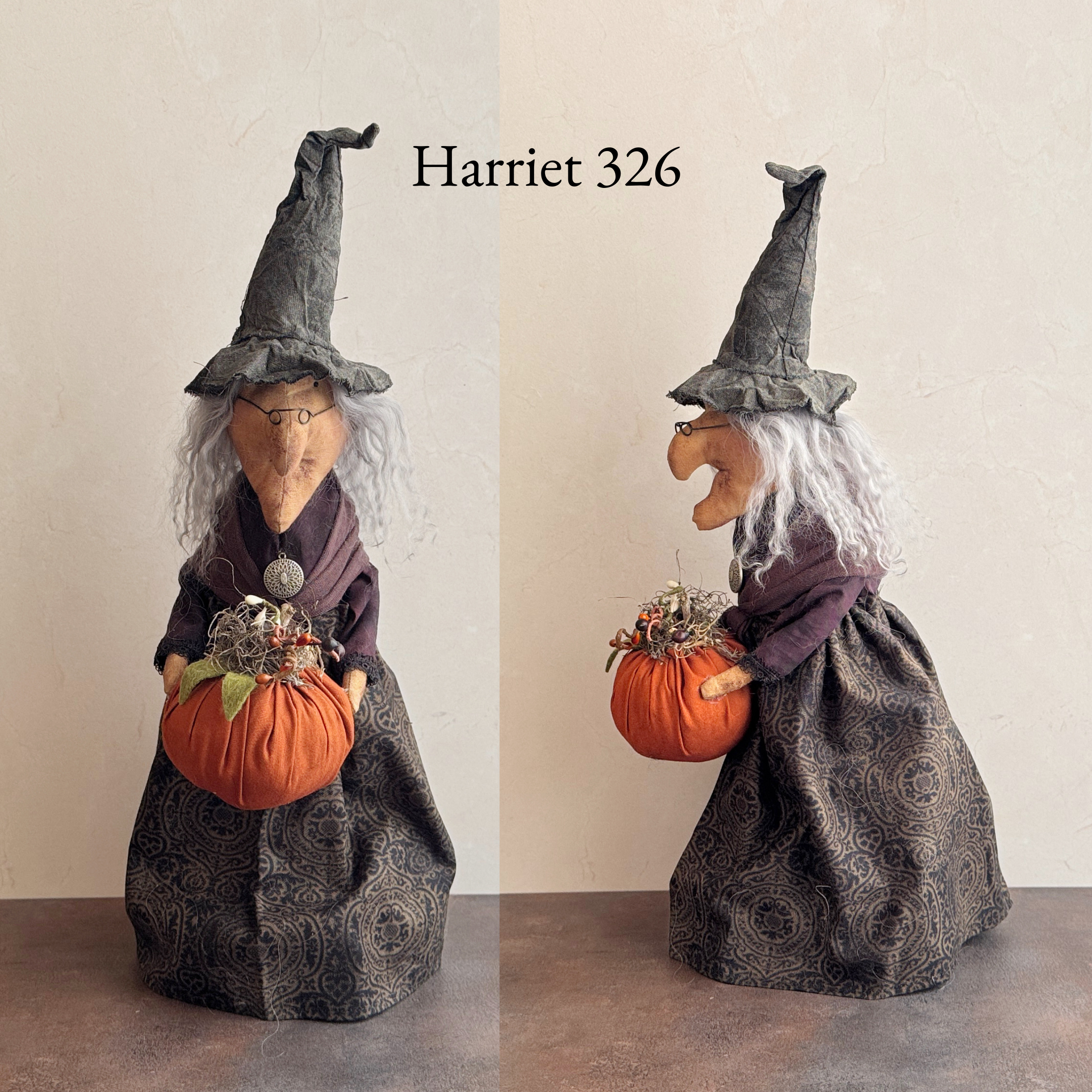 Handmade Halloween Harriet Witch Doll Fall Home Decor / Autumn Folk Art Handmade OOAK Fabric Doll / One of a Kind Handmade Witch