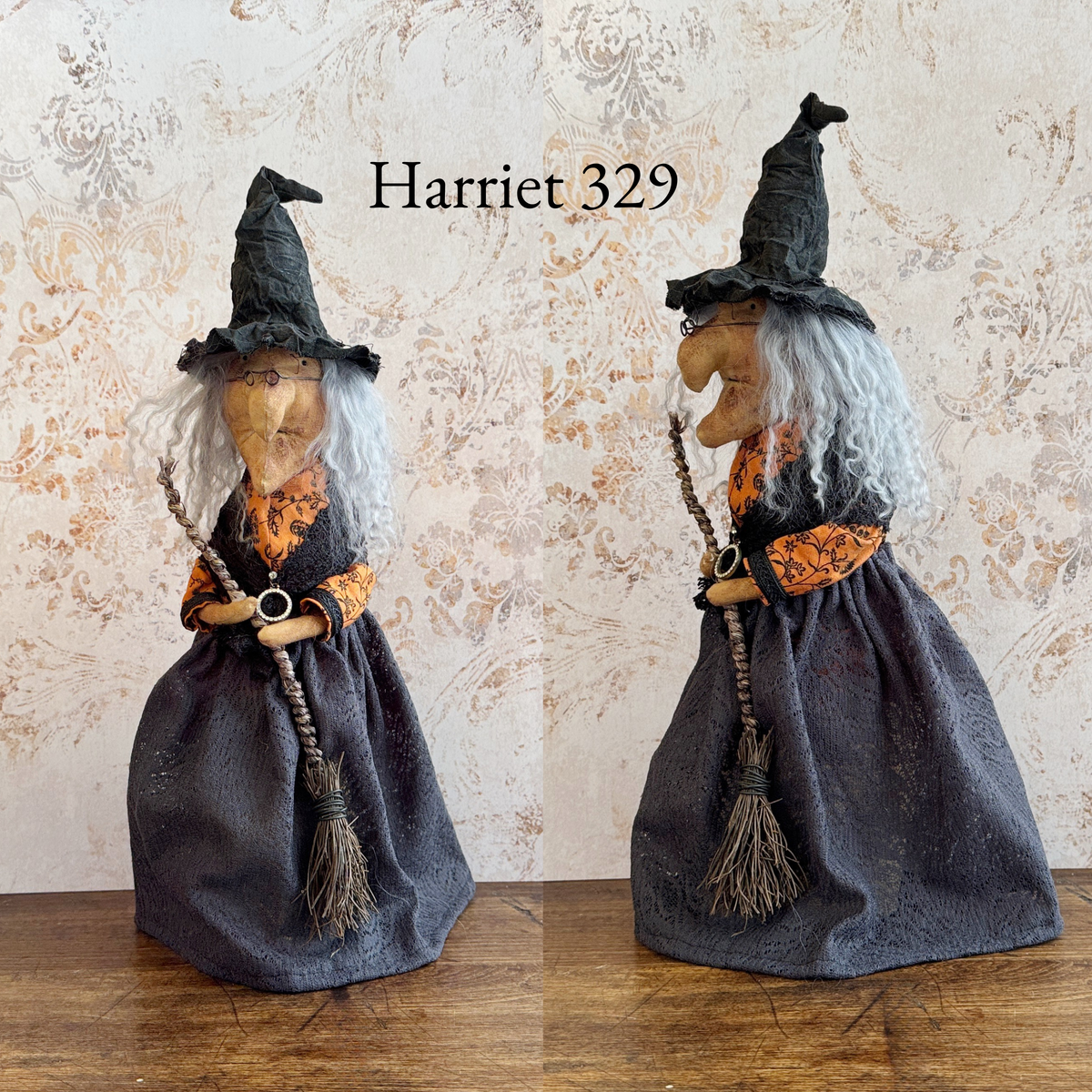Handmade Halloween Harriet Witch Doll Fall Home Decor / Autumn Folk Art Handmade OOAK Fabric Doll / One of a Kind Handmade Witch