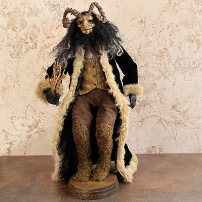 Handmade Krampus Figure with Backpack No. 003