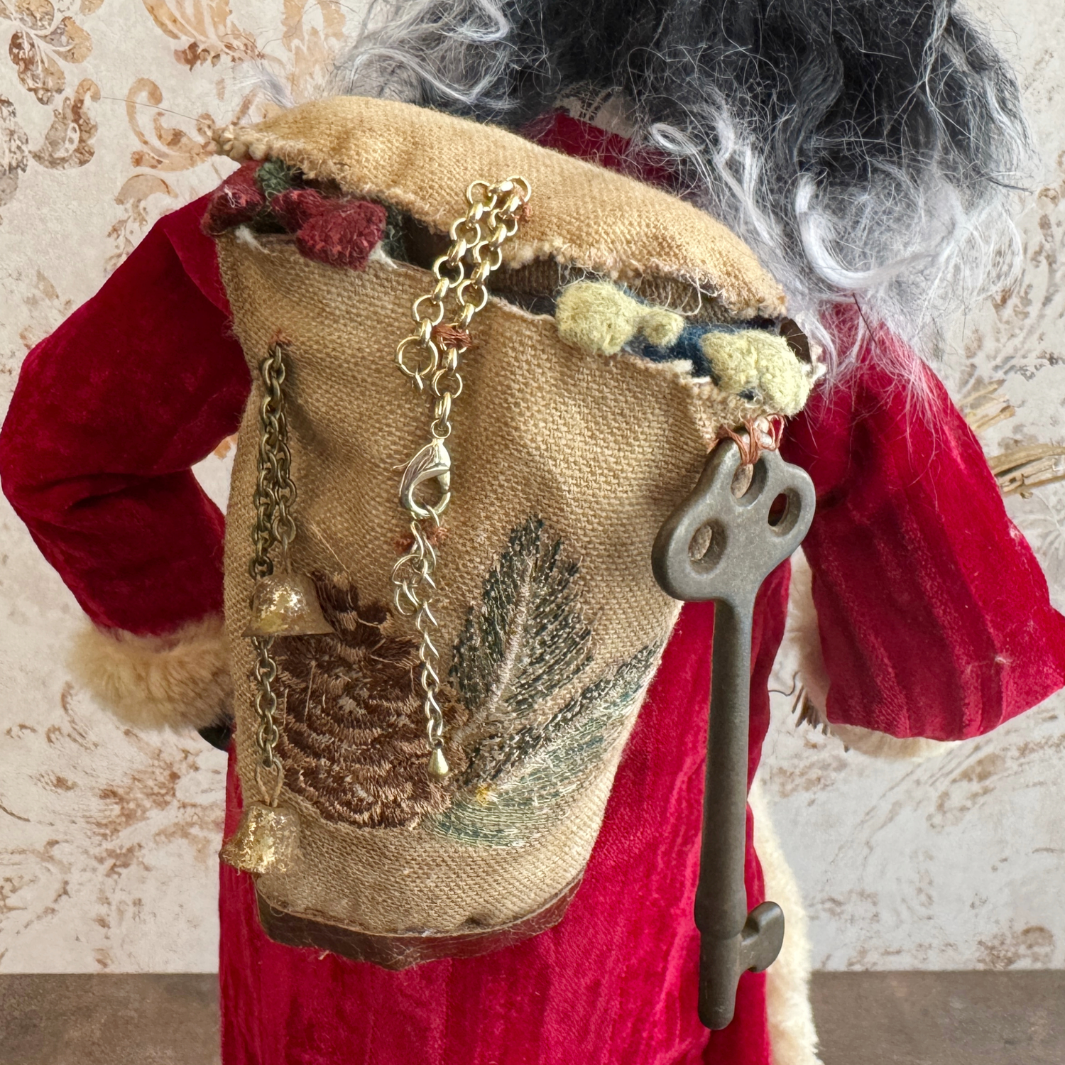 Handmade Krampus Figure with Backpack No. 004