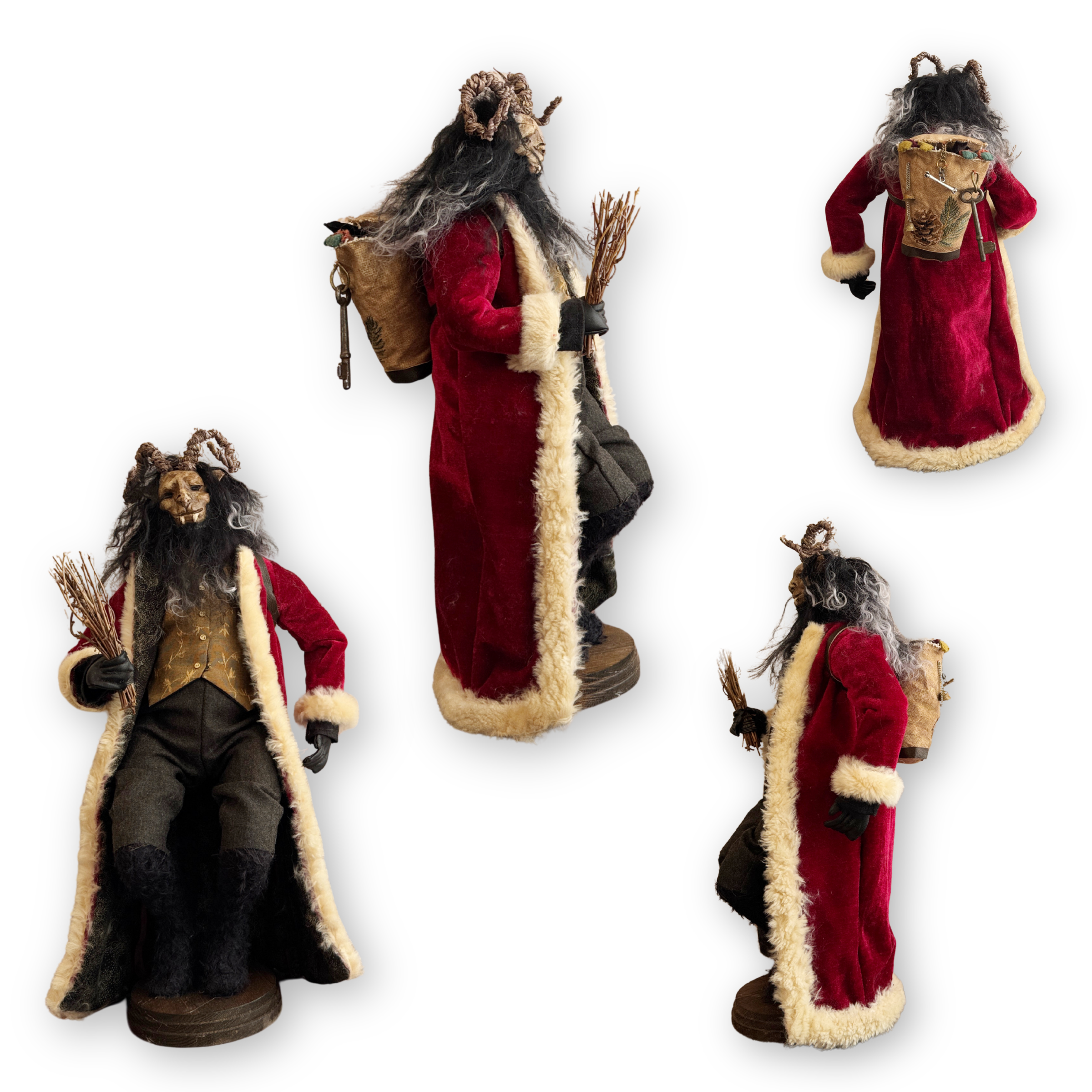 Handmade Krampus Figure with Backpack No. 006