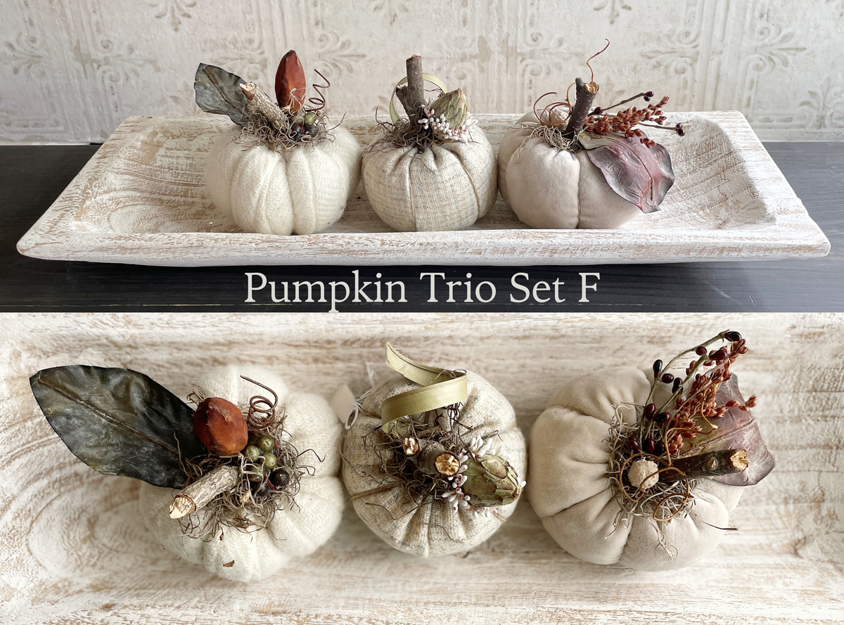 Handmade Fabric Pumpkins Fall Home Decor / Autumn Folk Art Handmade OOAK Decorative Pumpkins