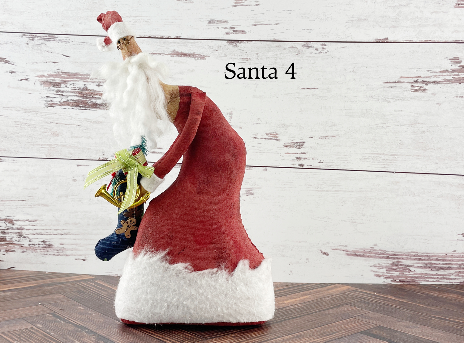 Primitive Folk art Handmade Fabric Santa Doll / Handmade Christmas Decor / Unique Old World Father Christmas Art Doll