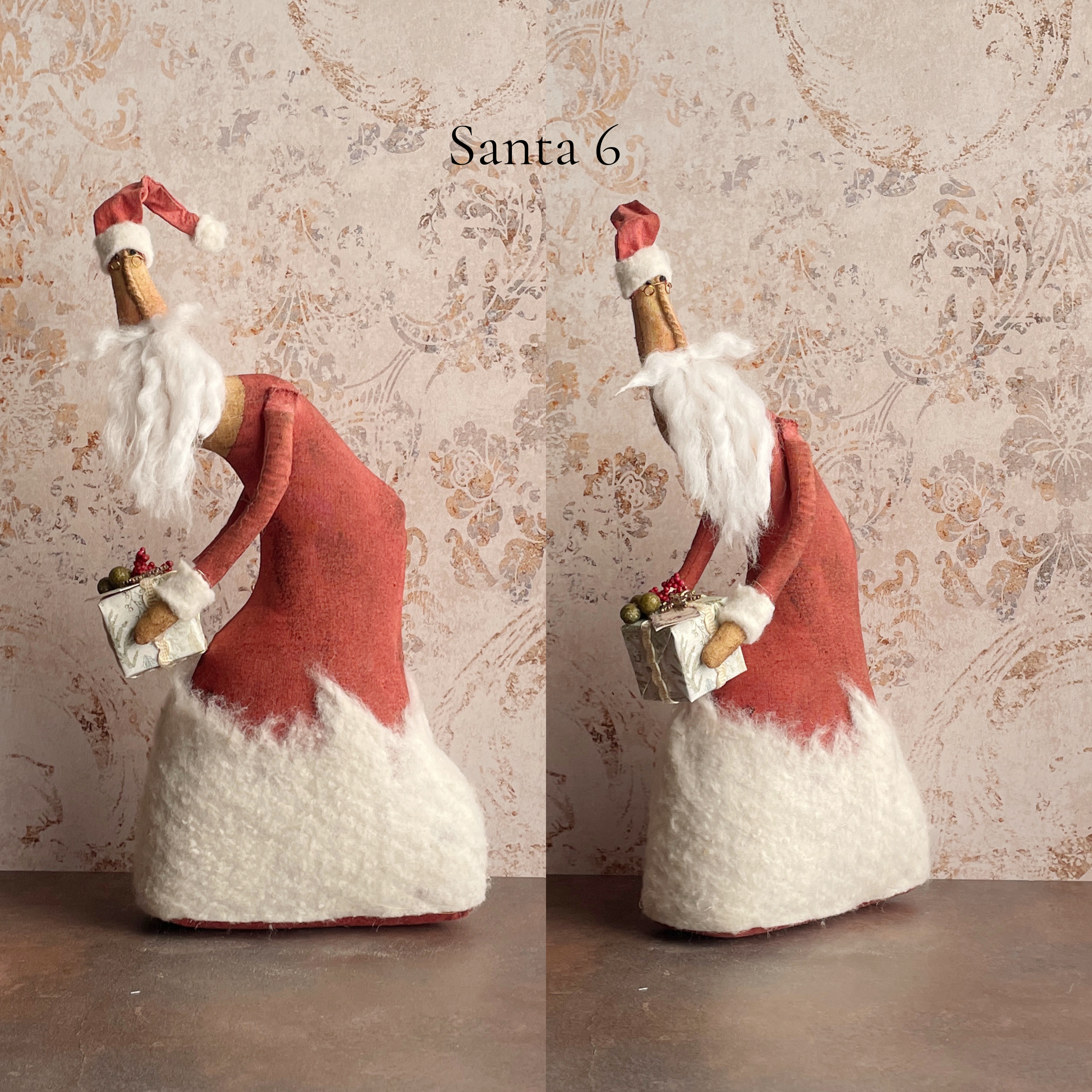 Primitive Folk art Handmade Fabric Santa Doll / Handmade Christmas Decor / Unique Old World Father Christmas Art Doll