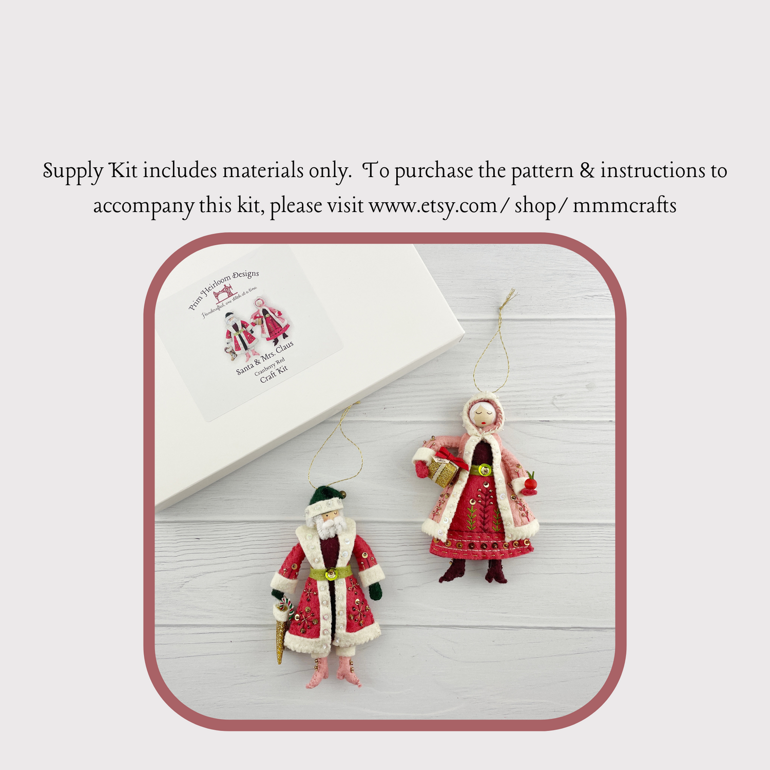 Santa and Mrs. Claus Craft Kit Cranberry Red