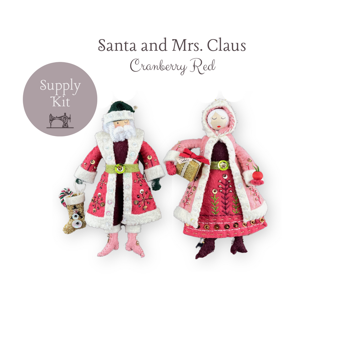 Santa and Mrs. Claus Craft Kit Cranberry Red