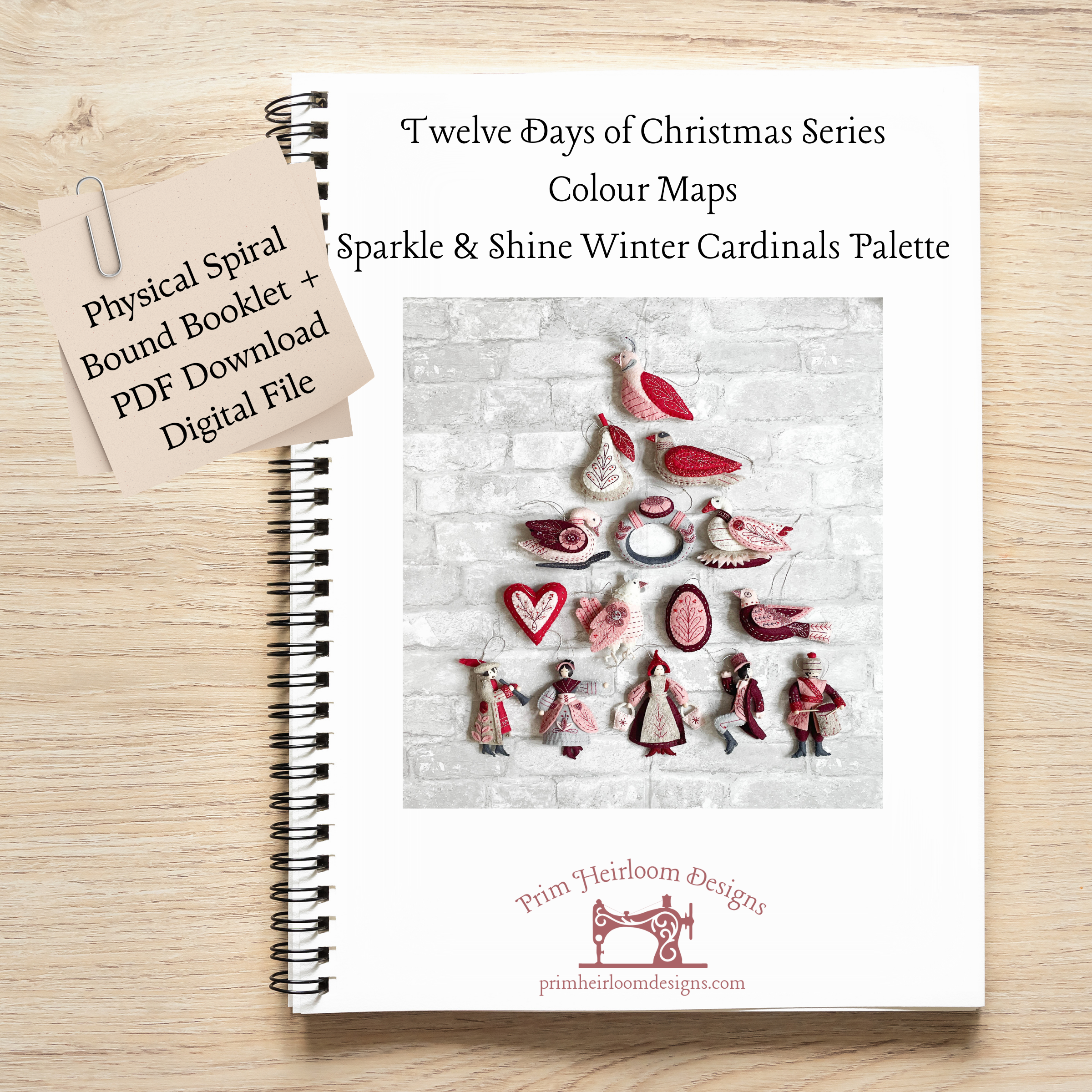 Printed Colour Guide for Sparkle and Shine Winter Cardinals Palette for Twelve Days of Christmas Ornament Series by MmmCrafts