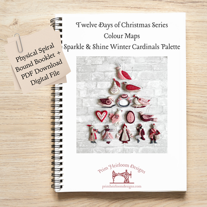 Printed Colour Guide for Sparkle and Shine Winter Cardinals Palette for Twelve Days of Christmas Ornament Series by MmmCrafts