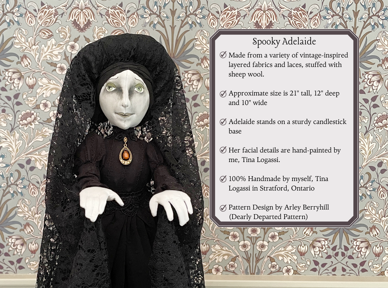 One of a Kind Handmade Halloween Ghost Doll Adelaide