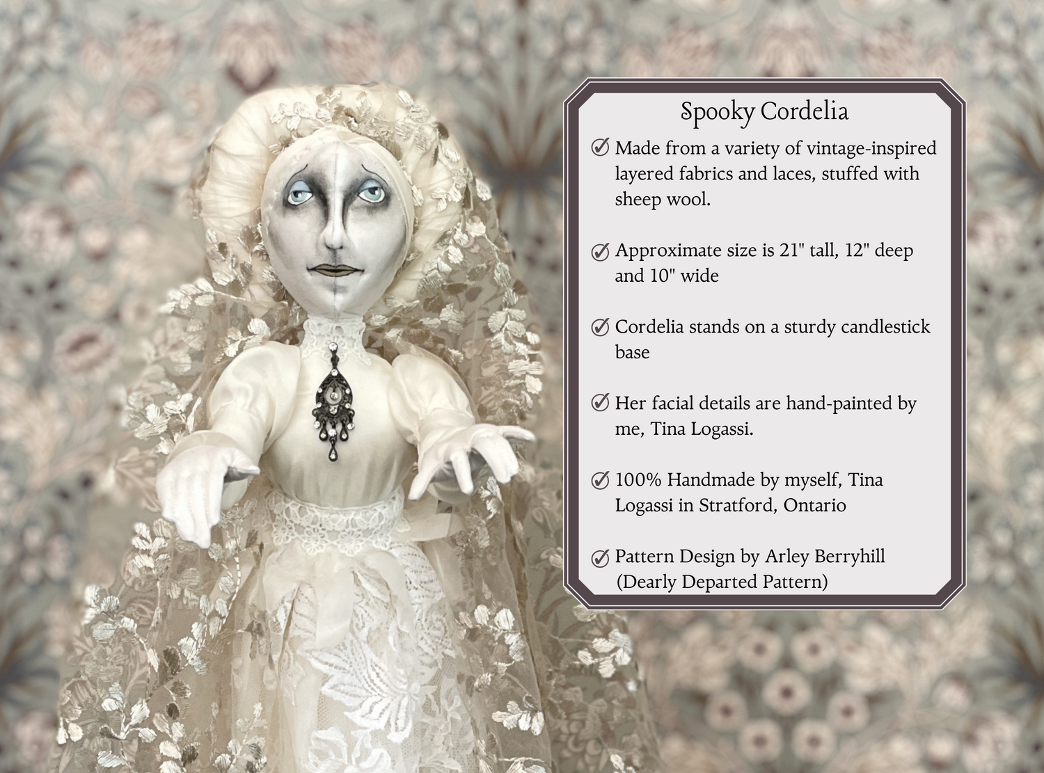 One of a Kind Handmade Halloween Ghost Doll Cordelia