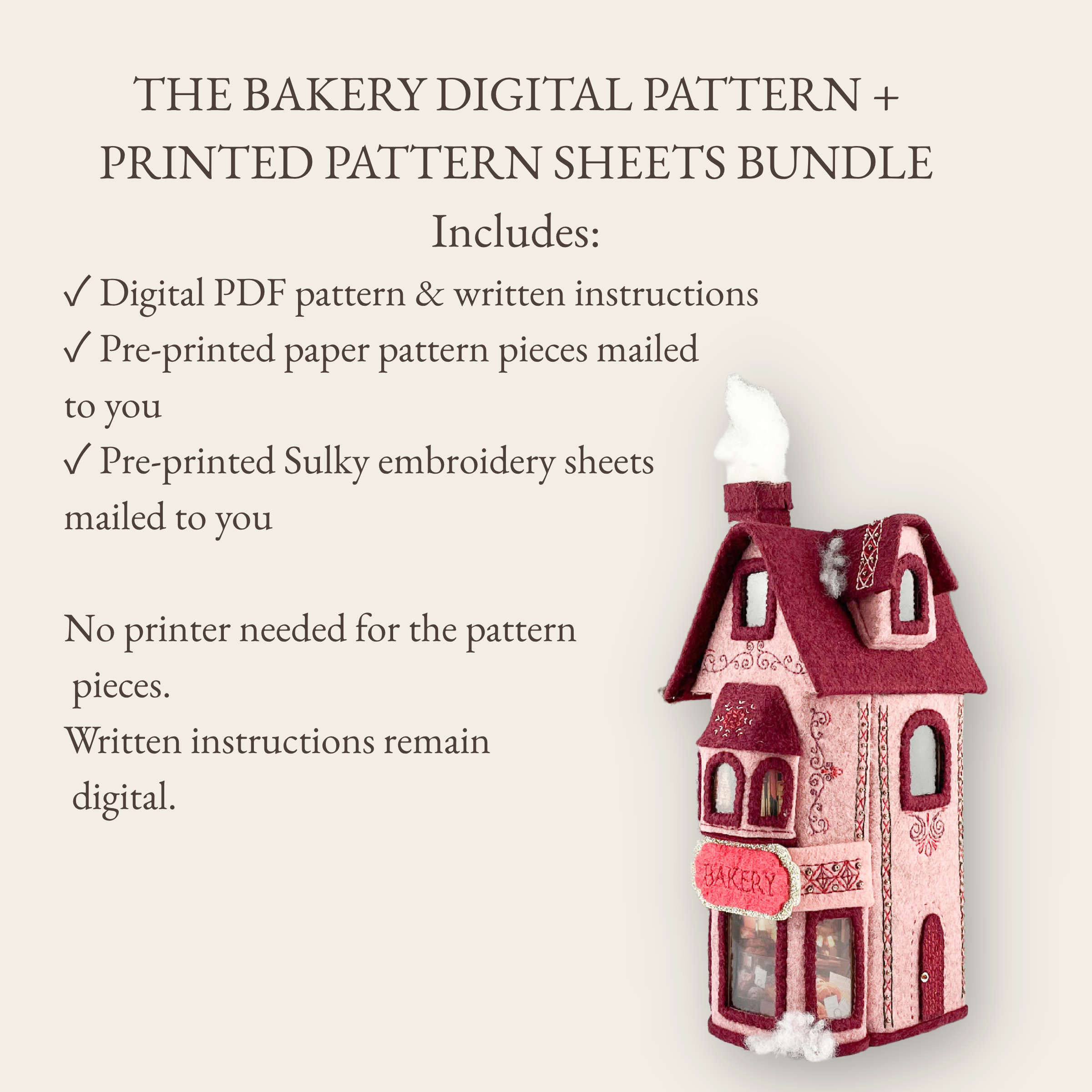 Bakery Shoppe Digital Pattern + Mailed Pre-Printed Pattern Sheets
