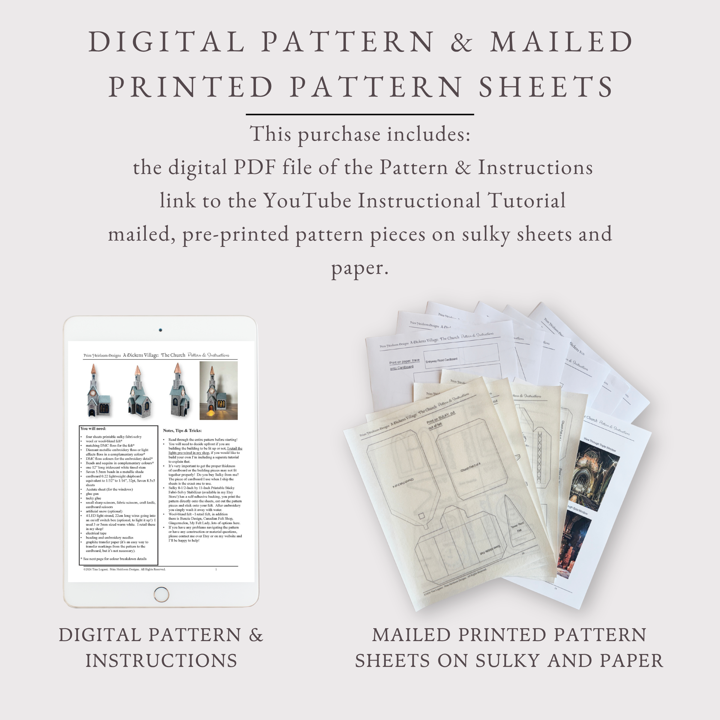 The Church Digital Pattern + Mailed Pre-Printed Pattern Sheets