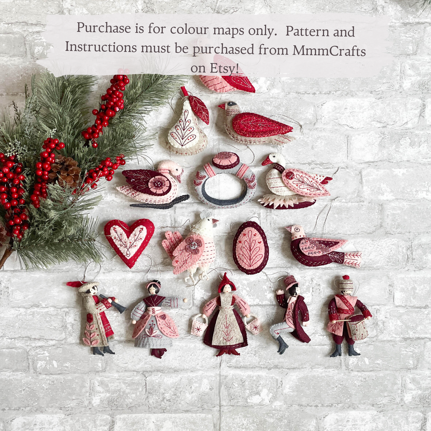 Printed Colour Guide for Sparkle and Shine Winter Cardinals Palette for Twelve Days of Christmas Ornament Series by MmmCrafts