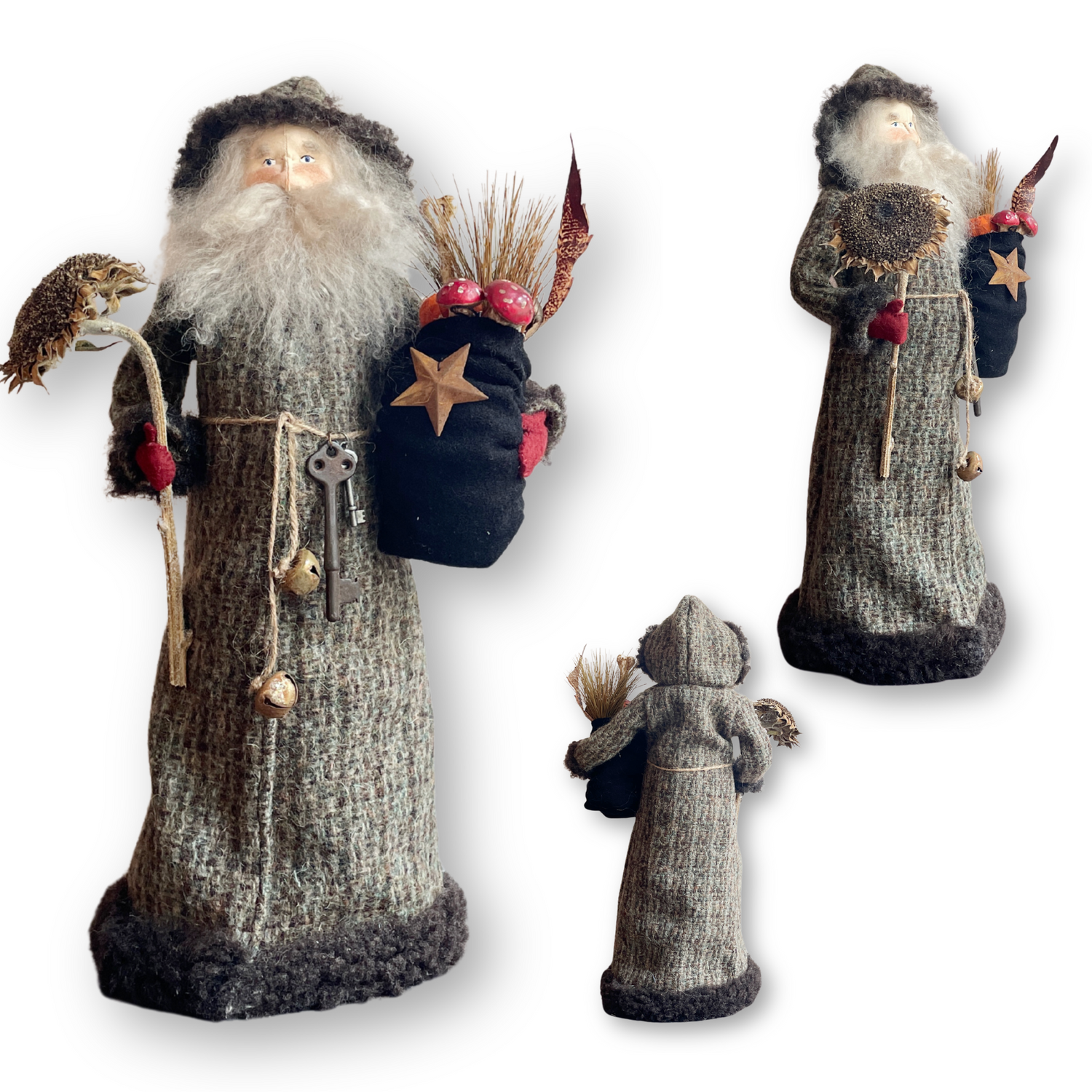 One of a Kind Handmade Autumn Inspired Santa Figure