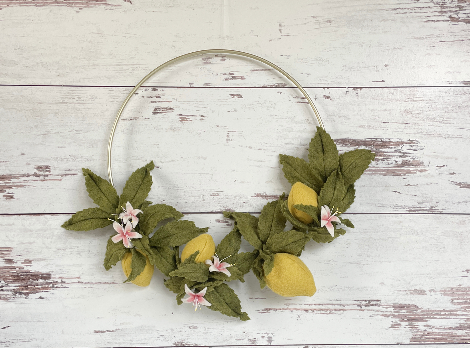 10&quot; Handmade Felt Meyer Lemon Wreath