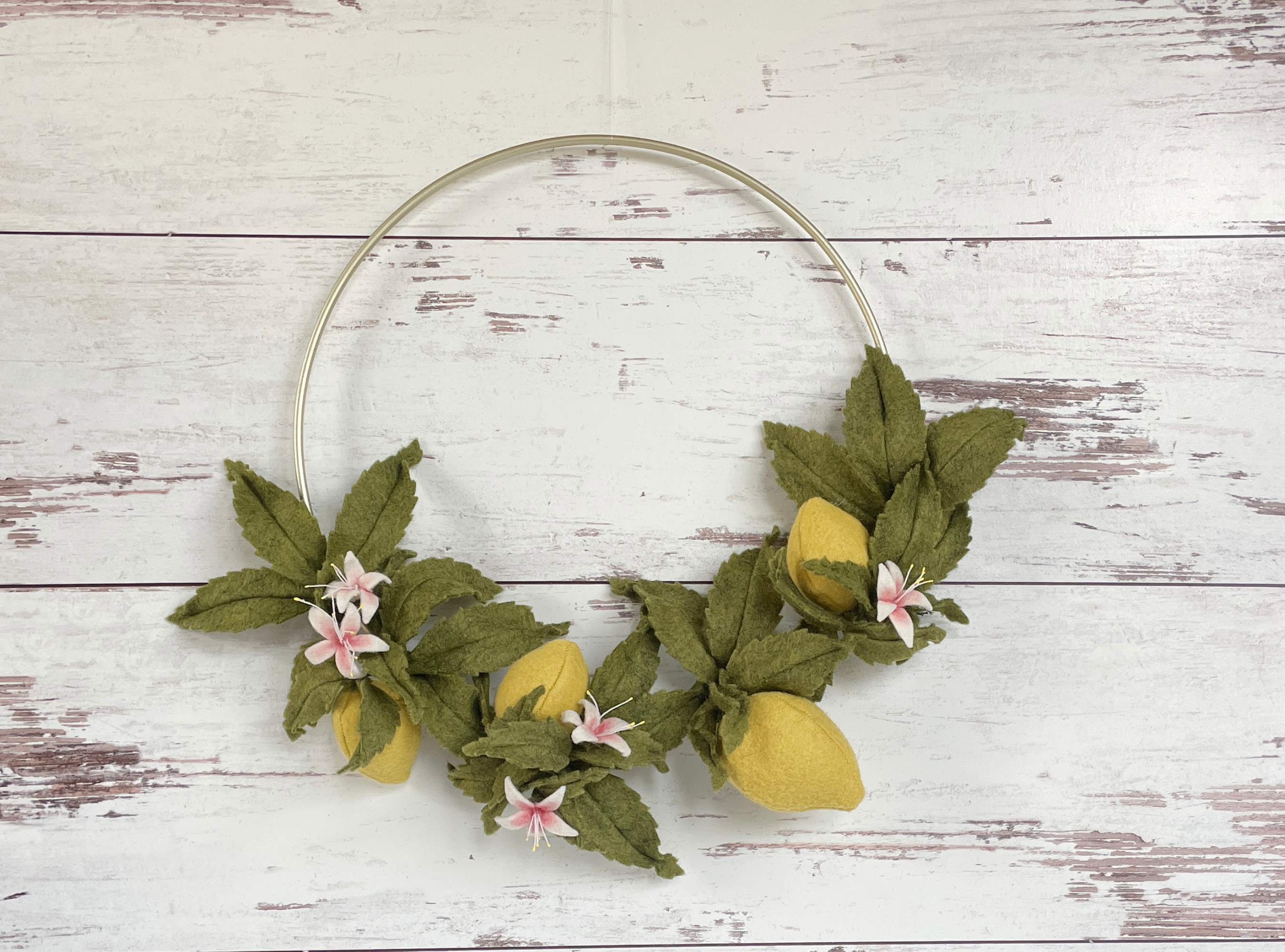 10&quot; Handmade Felt Meyer Lemon Wreath