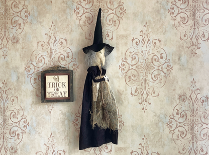 Rustic Witch Door Hanger / Halloween Witch Wall Decor / Primitive Autumn Witch / Kitchen Witch