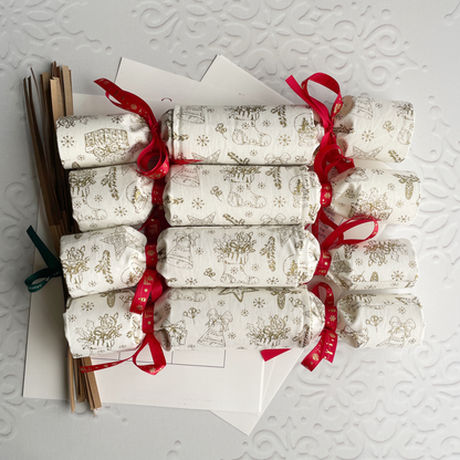 Handmade Christmas Crackers / British Christmas Tradition / Re-usable Fabric Christmas Crackers that Snap