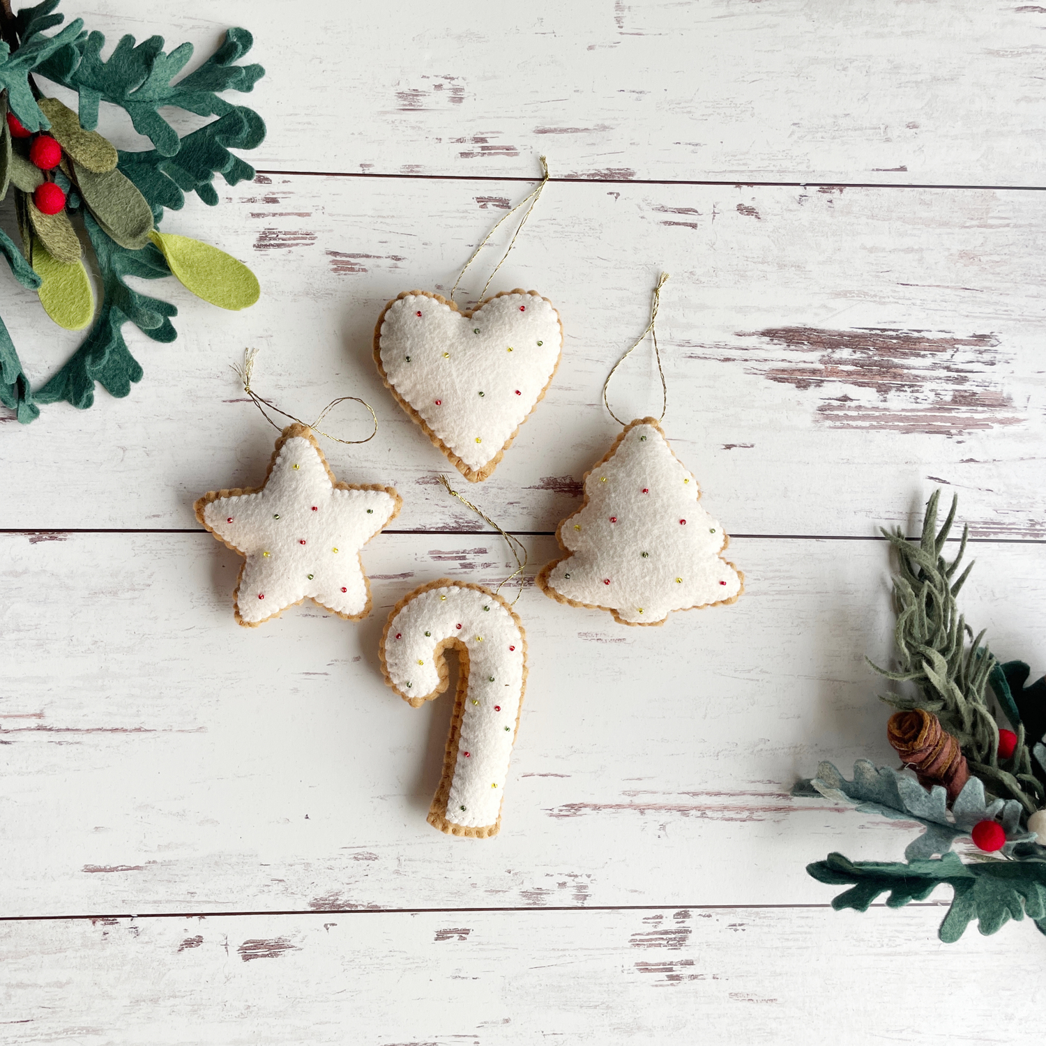 Felt Sugar Cookie Ornaments for the Christmas Tree