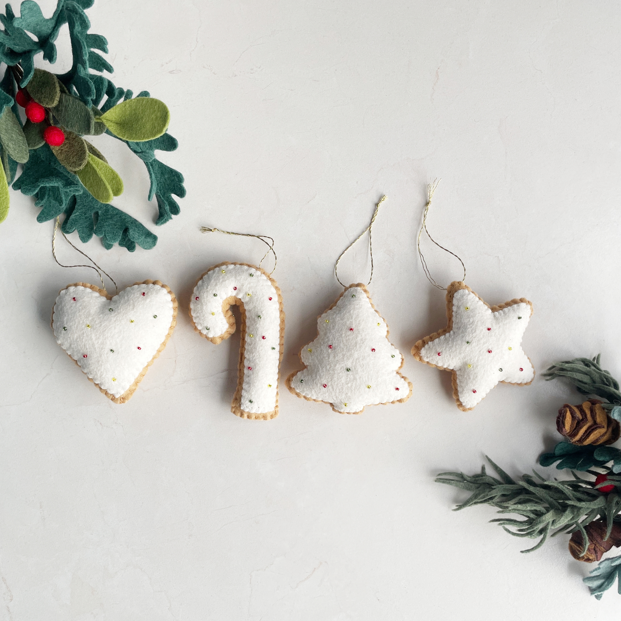 Felt Sugar Cookie Ornaments for the Christmas Tree