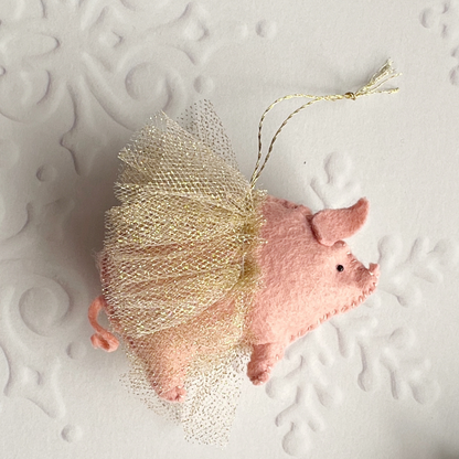 Felt Pig in a Tutu Ornaments for the Christmas Tree