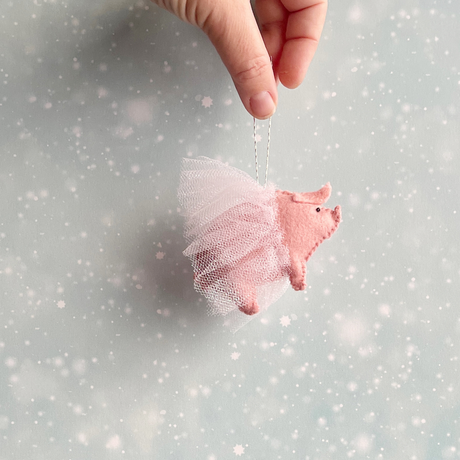Felt Pig in a Tutu Ornaments for the Christmas Tree