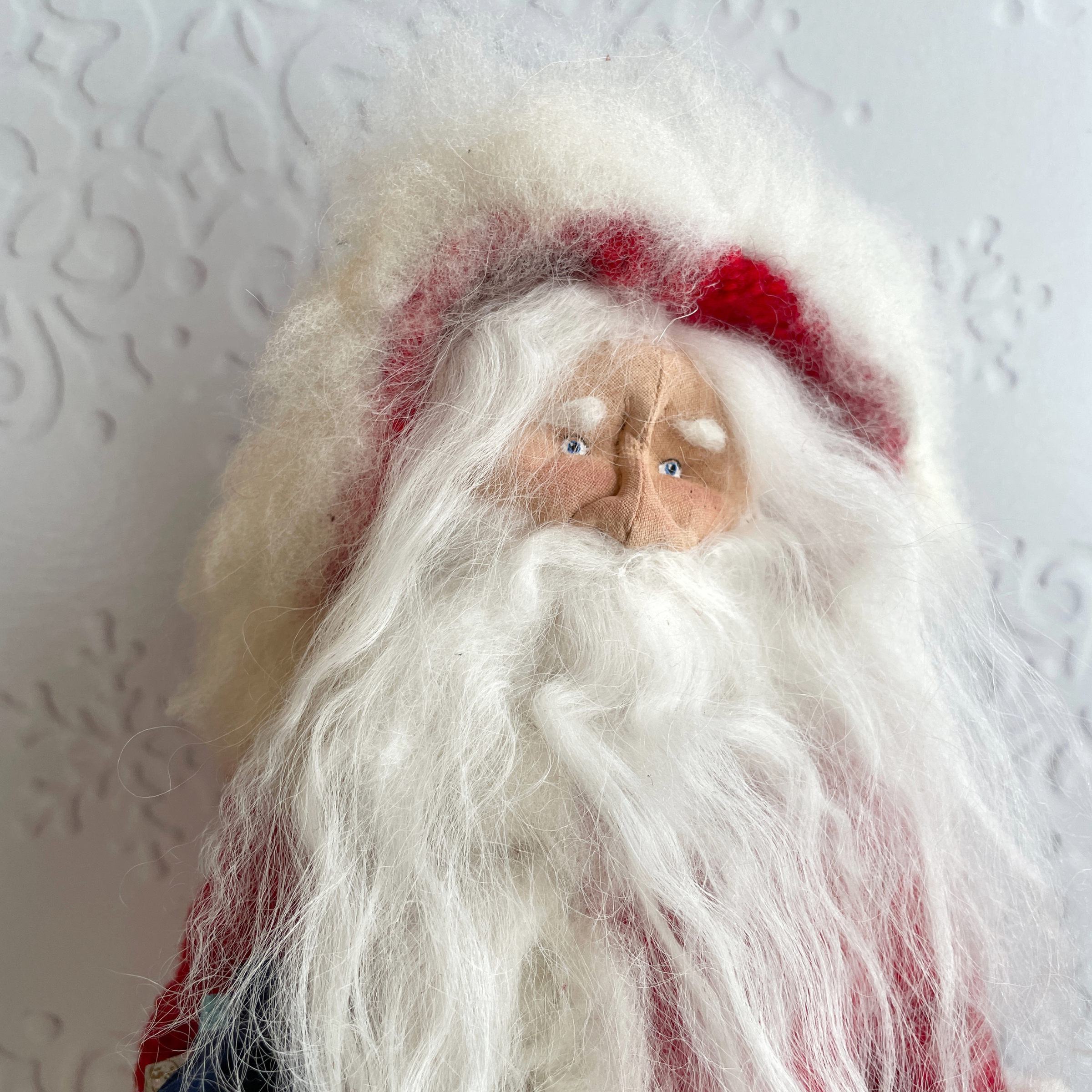 Handmade Vintage Inspired Santa Decorative Figure with Red Robe