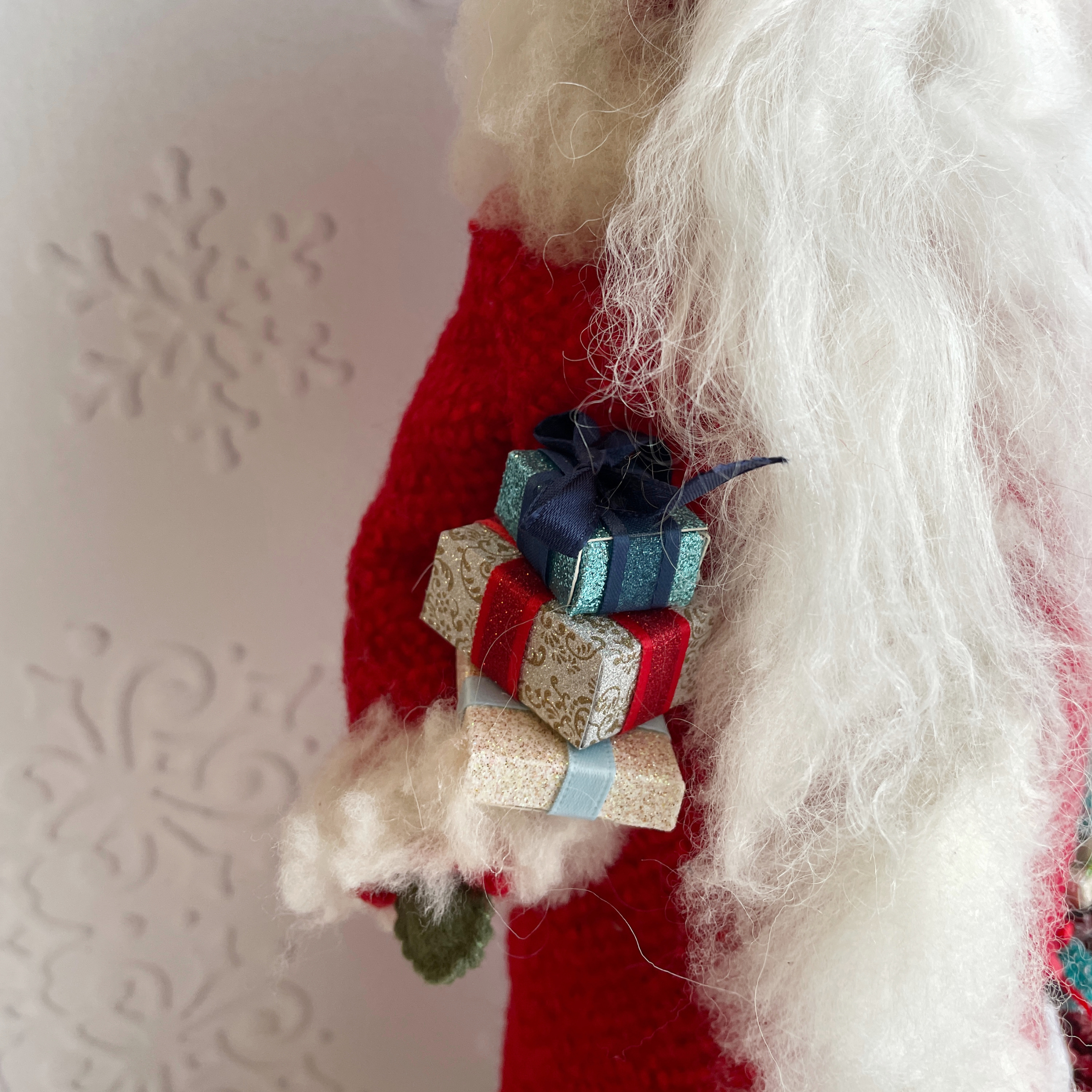 Handmade Vintage Inspired Santa Decorative Figure with Red Robe