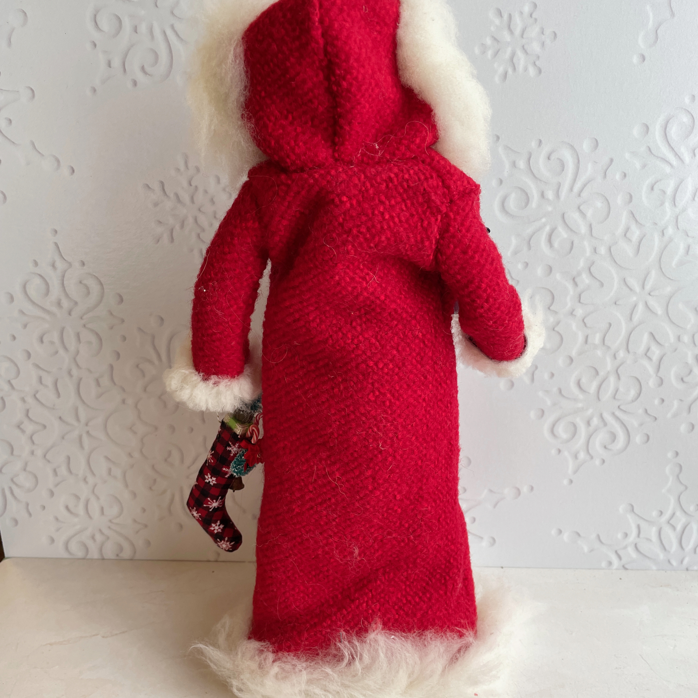 Handmade Vintage Inspired Santa Decorative Figure with Red Robe