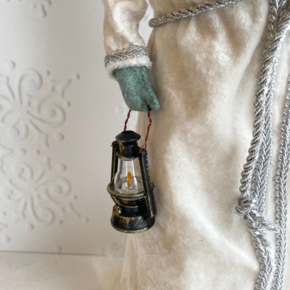 Handmade Vintage Inspired Santa Decorative Figure with White Robe