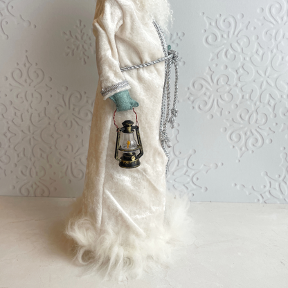 Handmade Vintage Inspired Santa Decorative Figure with White Robe